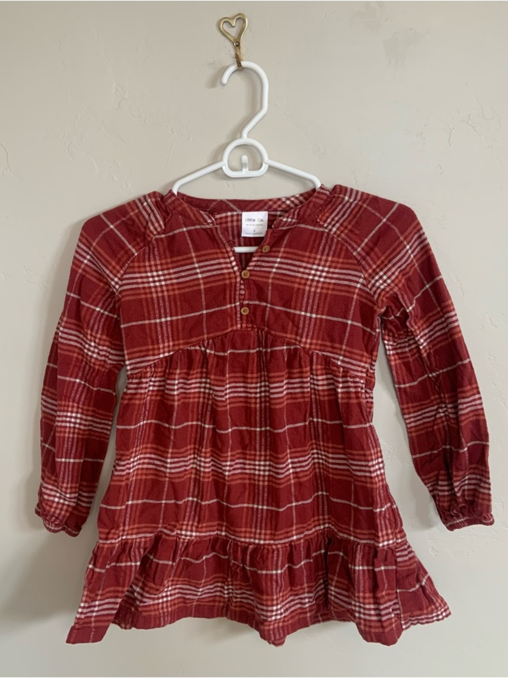 Little Co by Lauren Conrad Plaid Checkered Red Ruffle Cute Toddler Dress Size 5